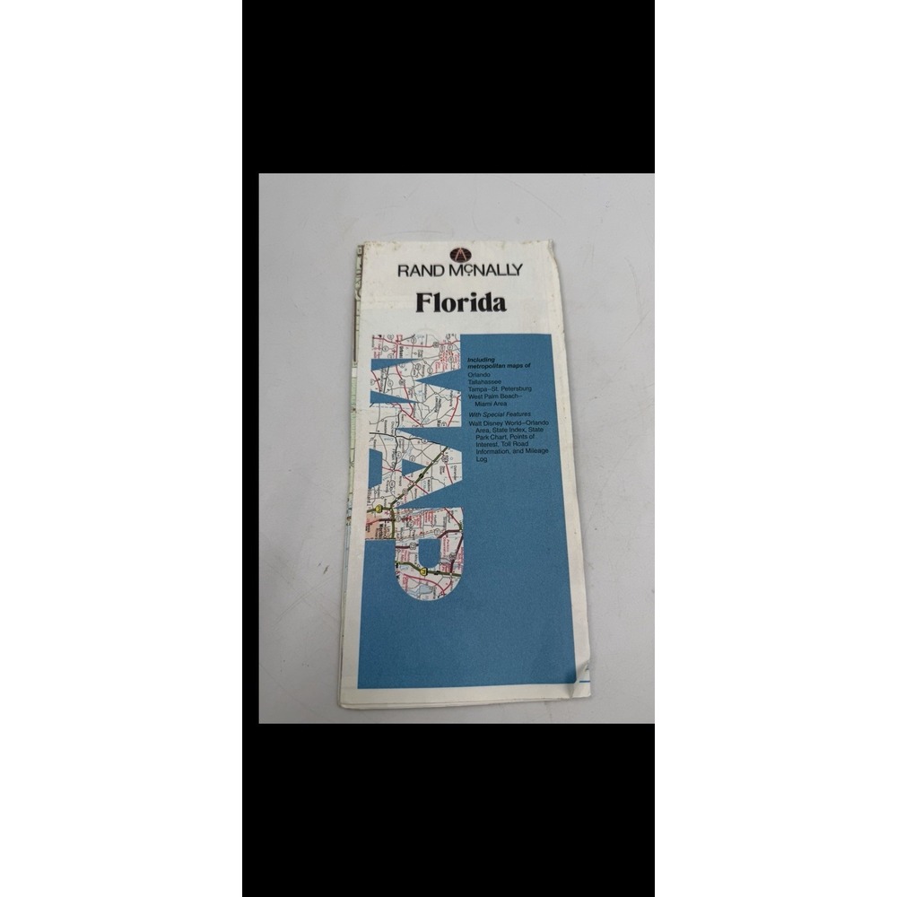Vintage Rand McNally Florida Road Map Travel Guide Orlando Miami 1990s